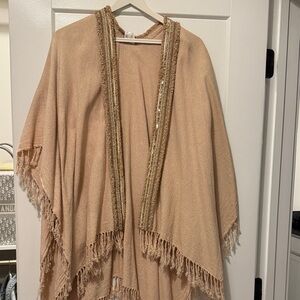 Blush shawl with beaded sequin detail